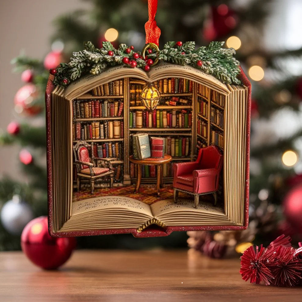 Spheregoods 2D Acrylic Ornament Enchanted Library