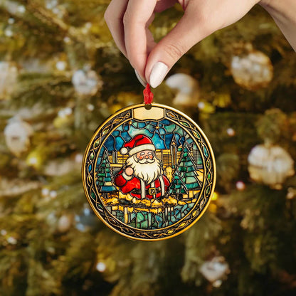 Spheregoods 2D Acrylic Ornament Stained Glass Santa