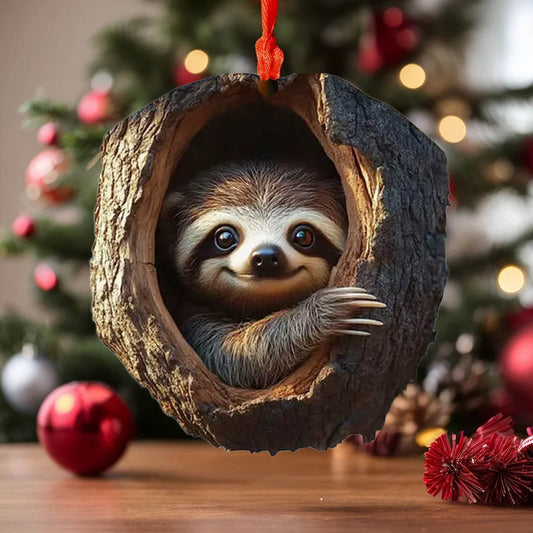 Spheregoods 2D Acrylic Ornament Festive Forest Sloth