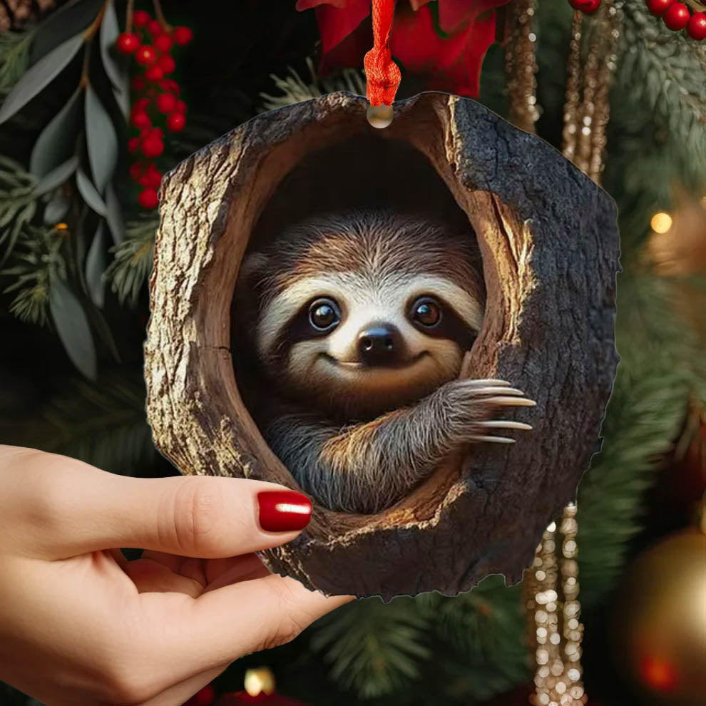 Spheregoods 2D Acrylic Ornament Festive Forest Sloth