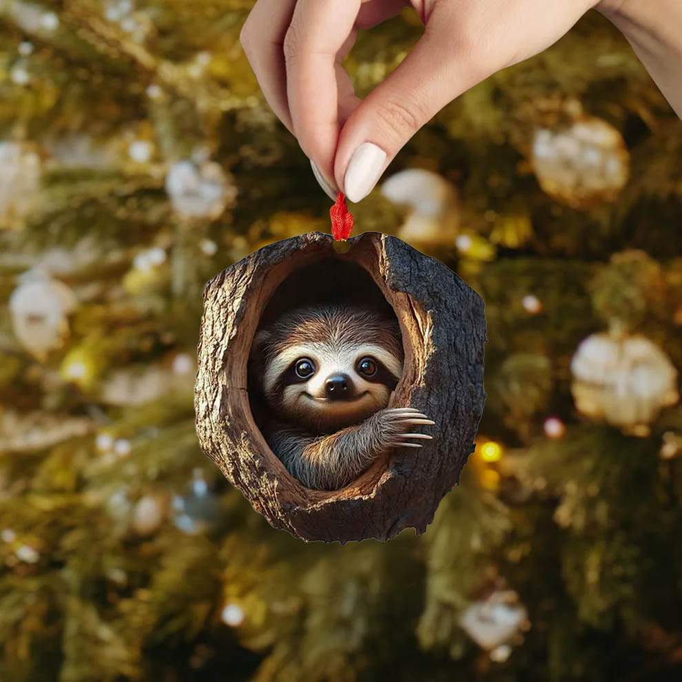 Spheregoods 2D Acrylic Ornament Festive Forest Sloth