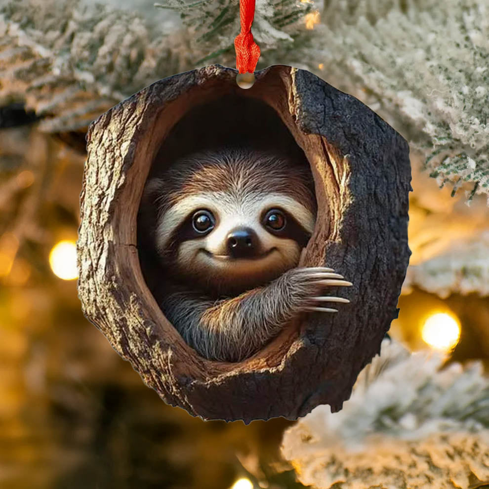 Spheregoods 2D Acrylic Ornament Festive Forest Sloth