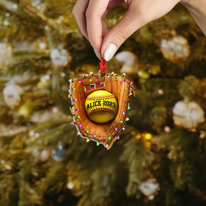 Spheregoods 2D Acrylic Ornament Softball Season's Greetings
