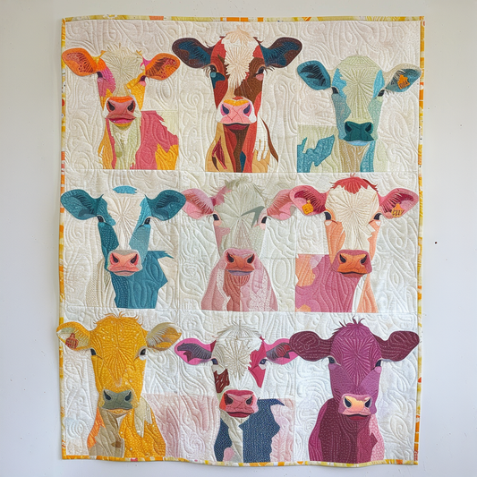 Spheregoods Quilt 3-Piece Set Lovely Cows Quilt Fabric