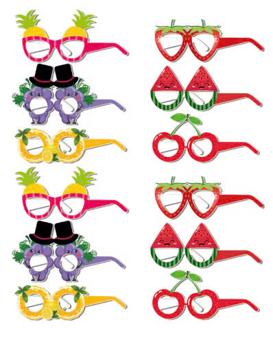 12PCS Hawaiian Party Paper Glasses – Fun Tropical Photo Props